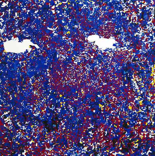 Angelika Oswald, O. T. (2 Teile), Acryl auf Leinwand, 280 x 280 cm, 2001