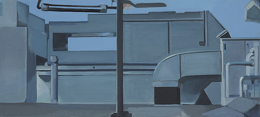 Julia Ludwig, „Belüftungsanlage 1“, Öl auf Leinwand, 45 x 100 cm, 2007